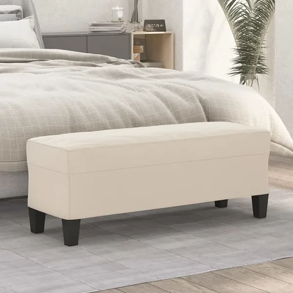Banc Crème 100x35x41 cm Tissu microfibre