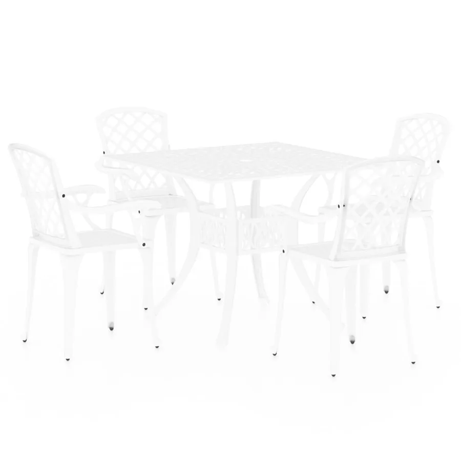 Ensemble de bistro 5 pcs Aluminium coulé Blanc - 2