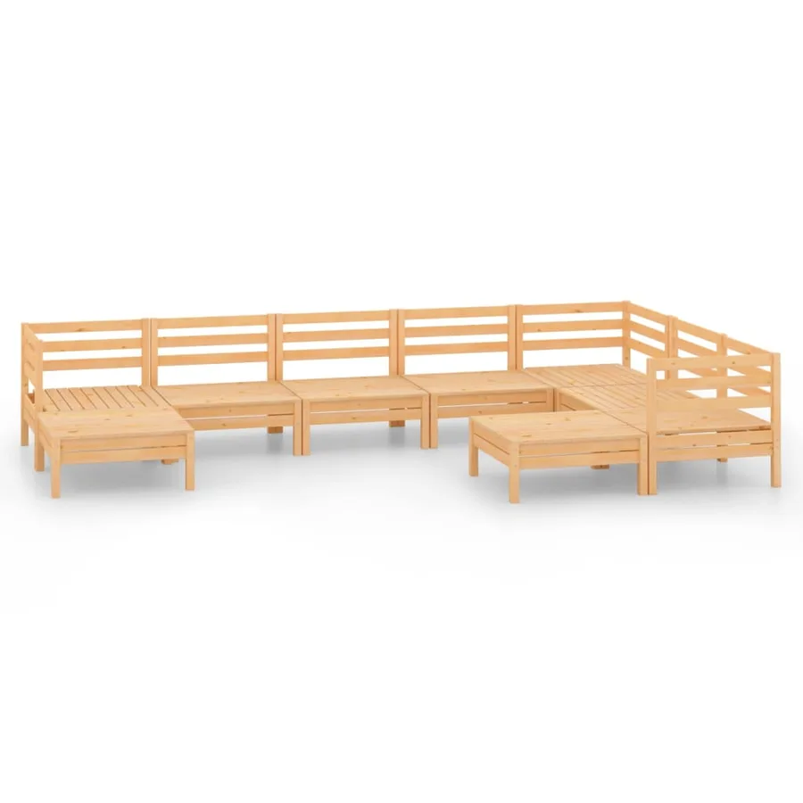 Salon de jardin 9 pcs Bois de pin massif - 2