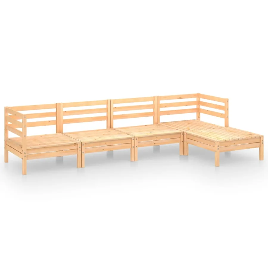 Salon de jardin 5 pcs Bois de pin massif - 2