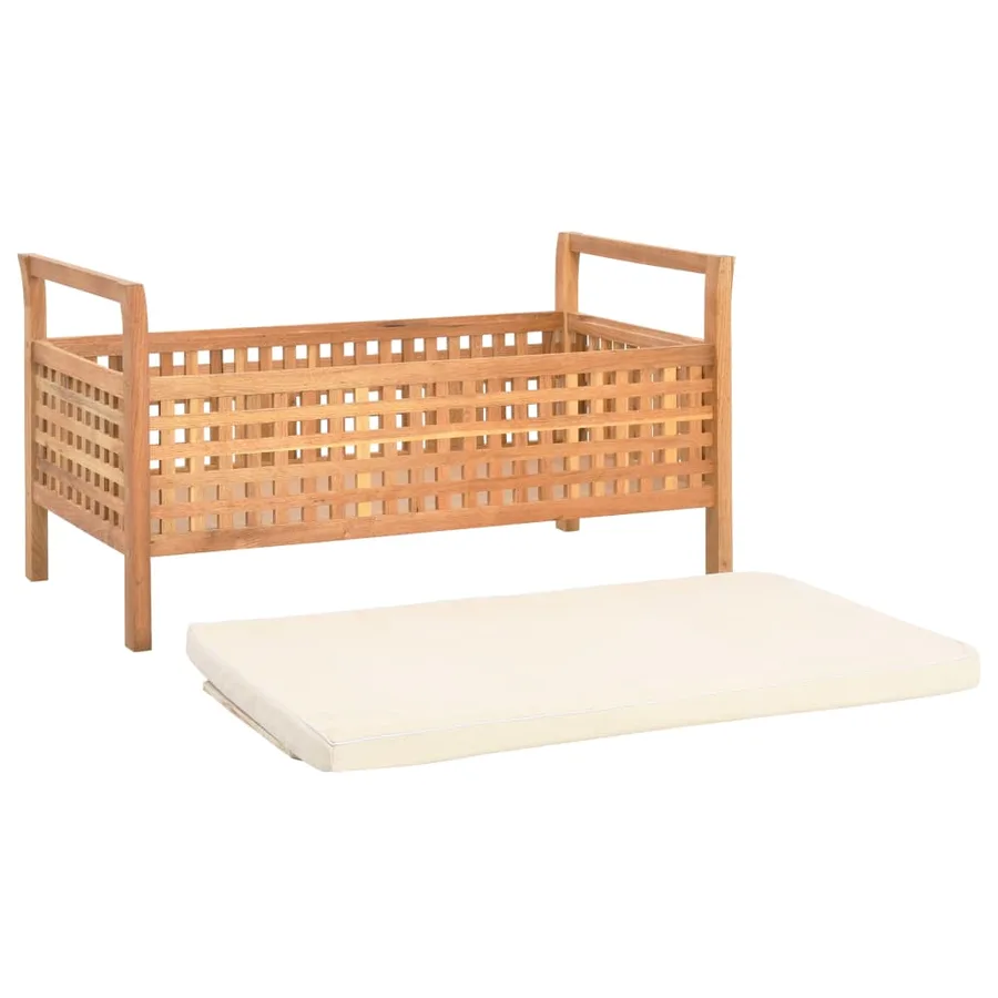 Banc de rangement 93x49x49 cm Bois de noyer massif - 4