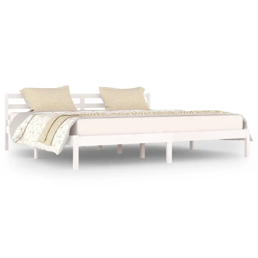 Cadre de lit sans matelas bois massif de pin 200x200 cm blanc - 2
