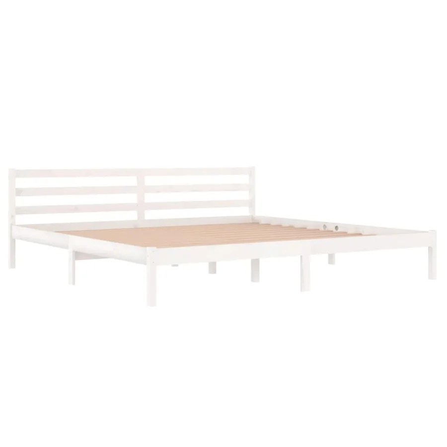 Cadre de lit sans matelas bois massif de pin 200x200 cm blanc - 3