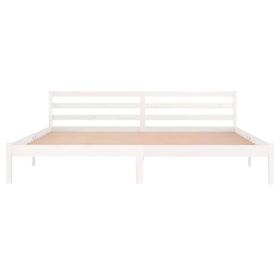 Cadre de lit sans matelas bois massif de pin 200x200 cm blanc - 4