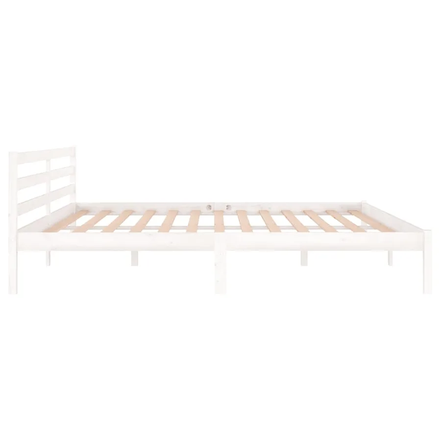 Cadre de lit sans matelas bois massif de pin 200x200 cm blanc - 5