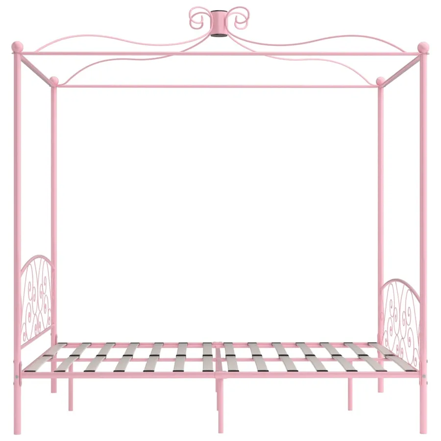 Cadre de lit à baldaquin sans matelas rose métal 180x200 cm - 4