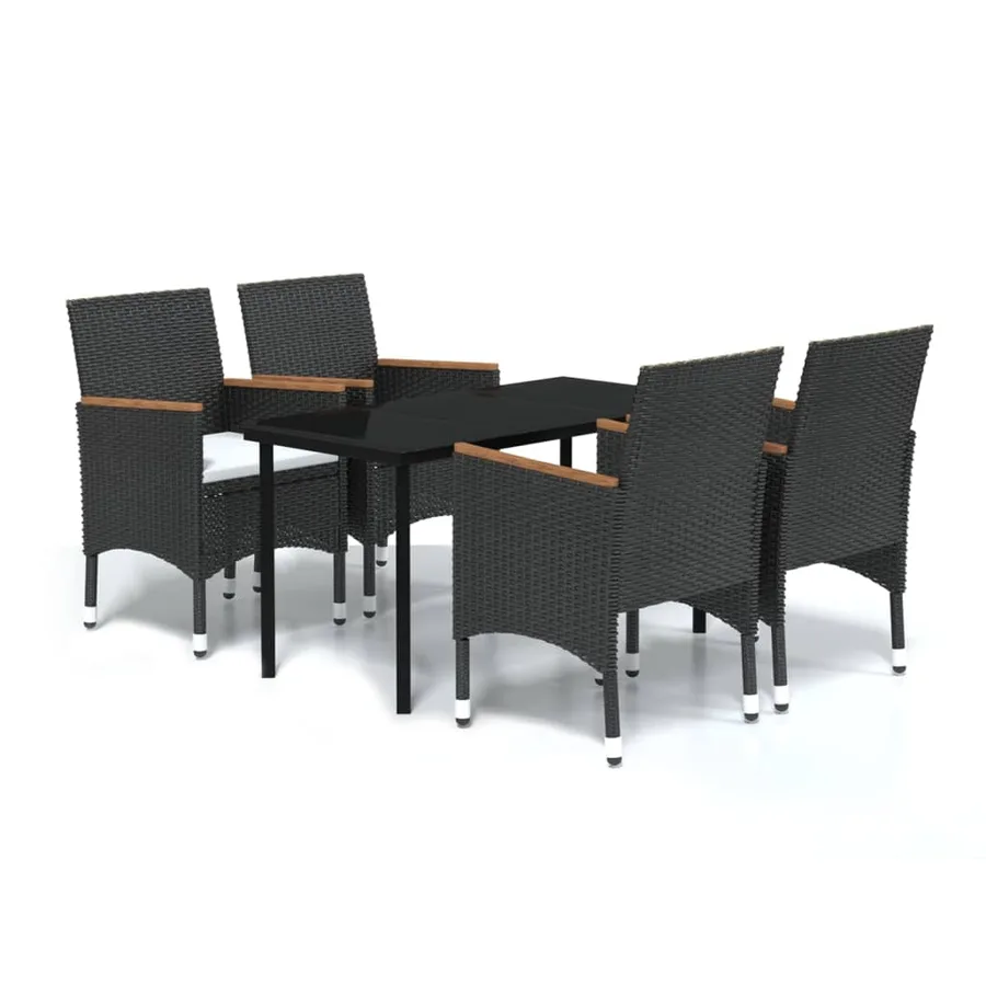 Ensemble à manger de jardin avec coussins 5 pcs Noir - 2