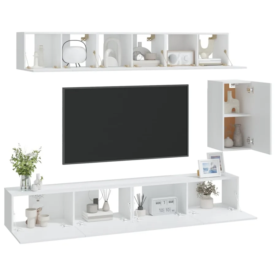 Ensemble de meubles TV 6 pcs Blanc Bois d'ingénierie - 3