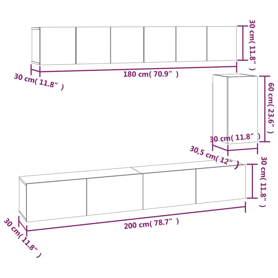 Ensemble de meubles TV 6 pcs Blanc Bois d'ingénierie - 8