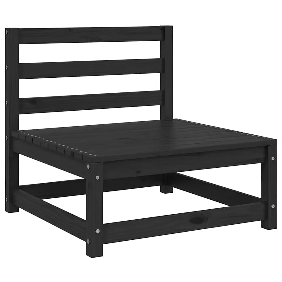 Salon de jardin 3 pcs noir bois de pin massif - 3