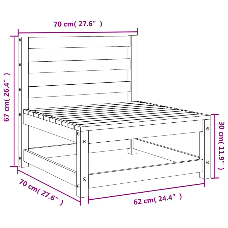 Salon de jardin 3 pcs noir bois de pin massif - 9