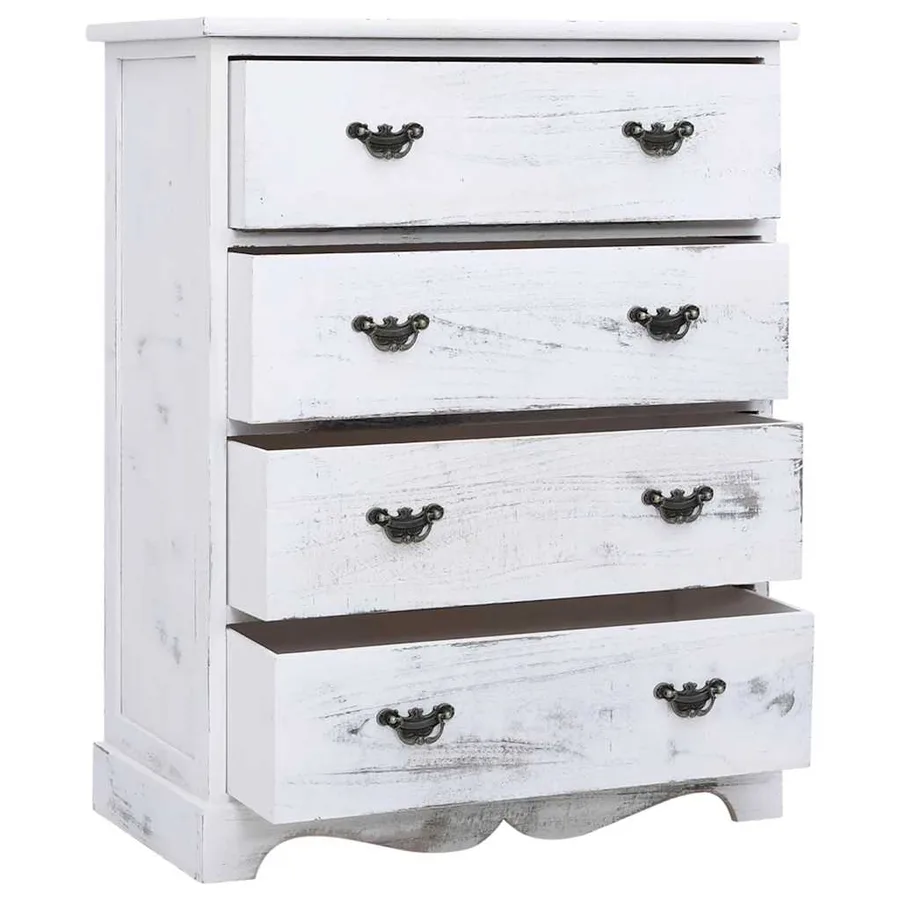 Armoire à tiroirs Blanc 60x30x75 cm Bois - 3