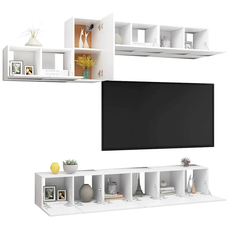 Ensemble de meubles TV 7 pcs Blanc Bois d'ingénierie - 3