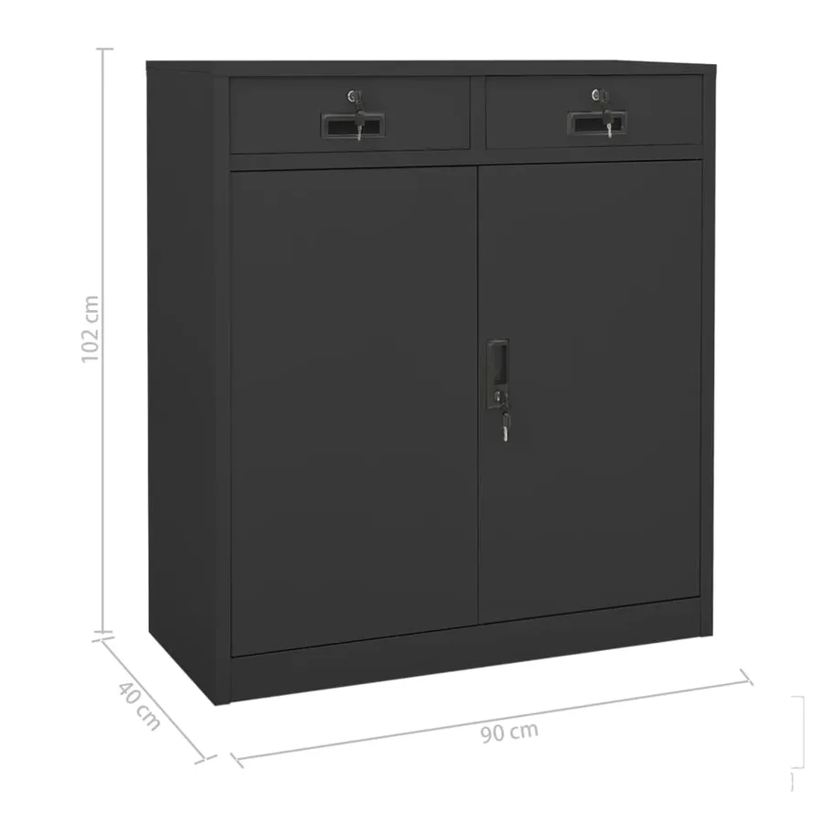 Armoire de bureau et jardinière Anthracite 90x40x125 cm Acier - 11