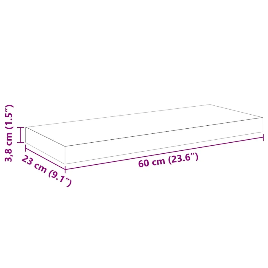 Étagères murales flottantes 4 pcs noir 60x23,5x3,8 cm MDF - 15