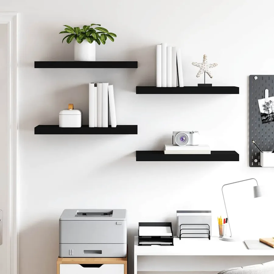Étagères murales flottantes 4 pcs noir 60x23,5x3,8 cm MDF - 3