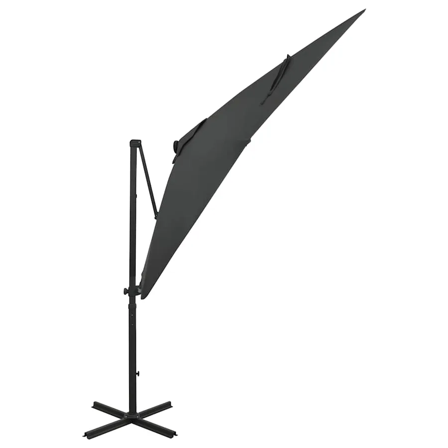 Parasol de jardin en porte-à-faux avec mât et lumières LED - 2