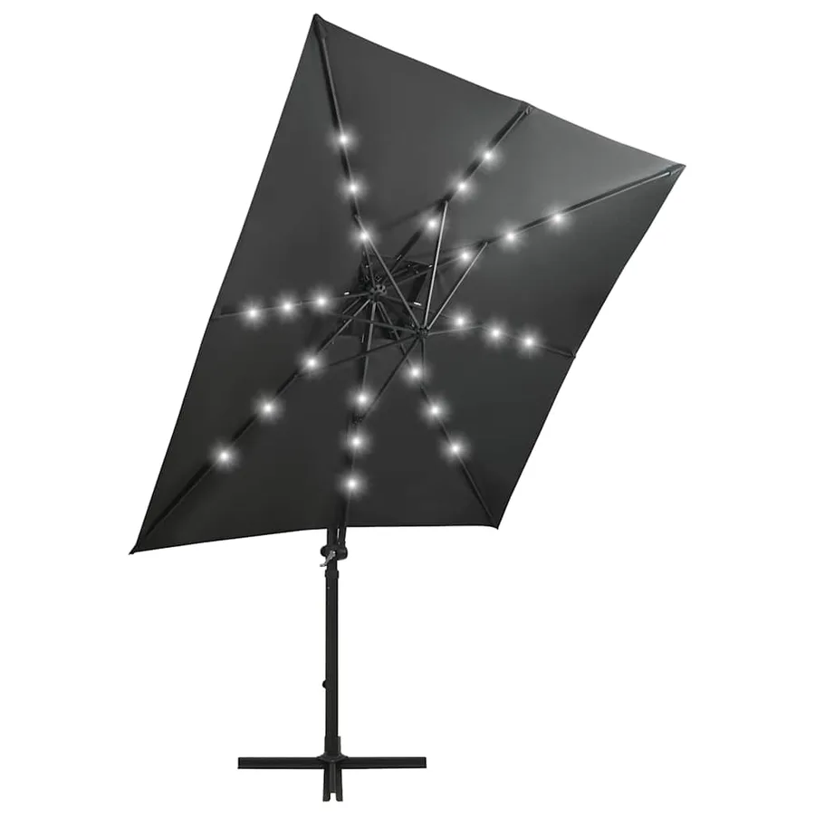 Parasol de jardin en porte-à-faux avec mât et lumières LED - 4