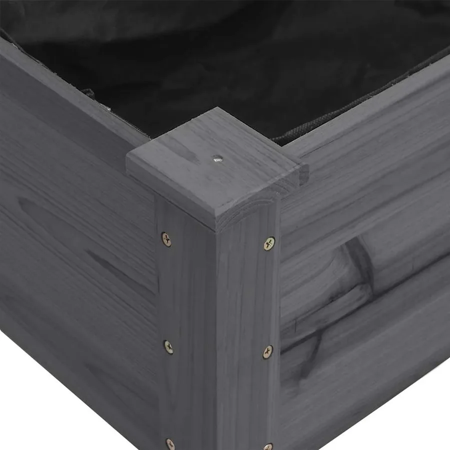 Jardinière sur roues avec doublure gris 118x59x80 cm bois sapin - 4
