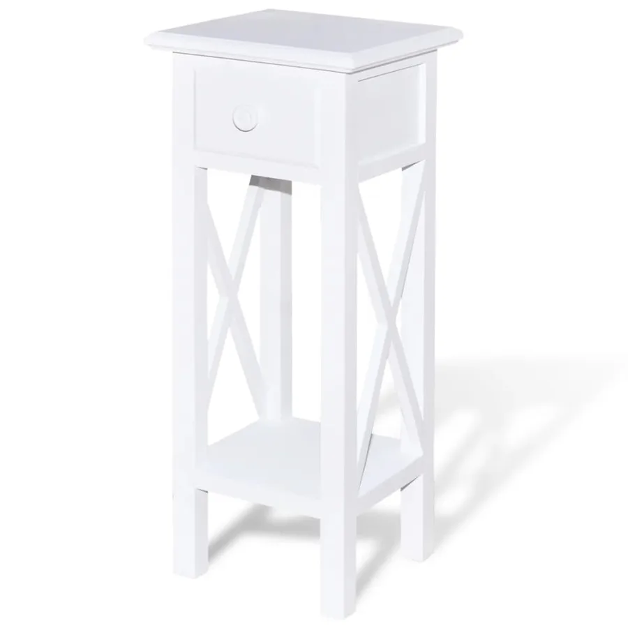 Table d'appoint avec tiroir Blanc - 2