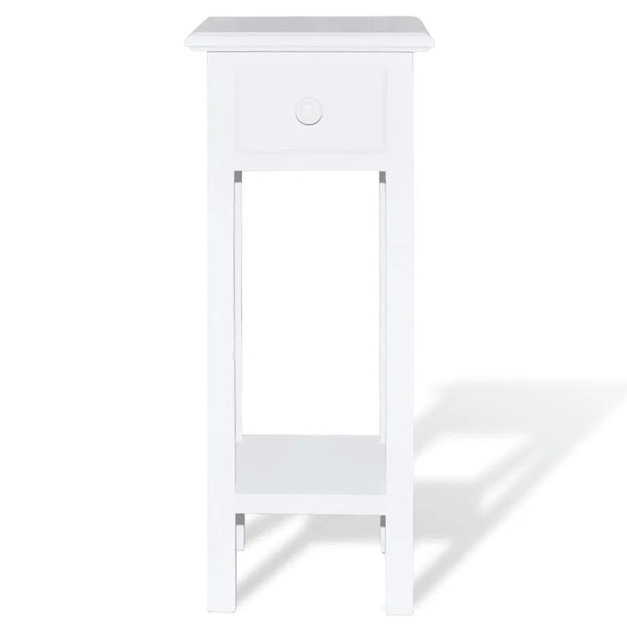 Table d'appoint avec tiroir Blanc - 3