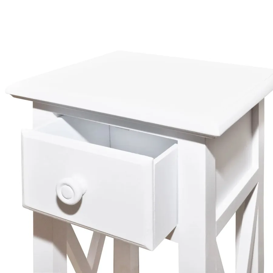 Table d'appoint avec tiroir Blanc - 4