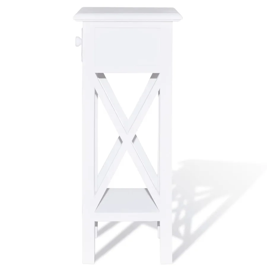 Table d'appoint avec tiroir Blanc - 5