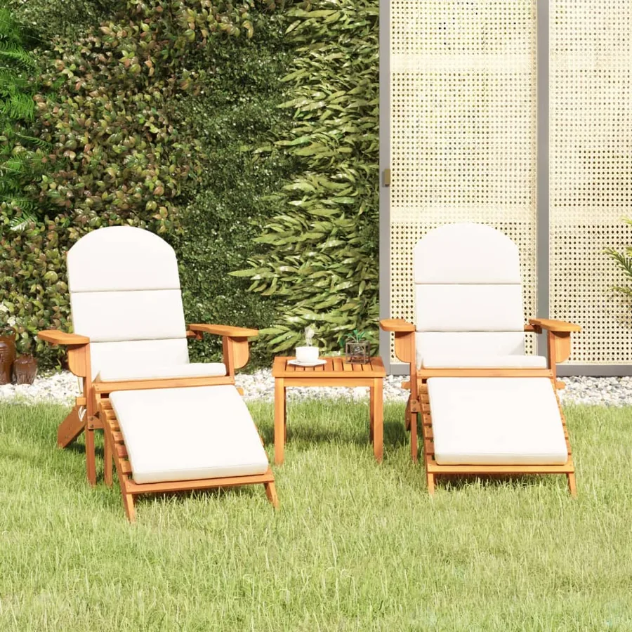 Ensemble de salon de jardin Adirondack 3 pcs bois acacia solide