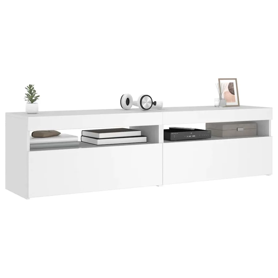 Meubles TV 2 pcs avec lumières LED Blanc 75x35x40 cm - 16