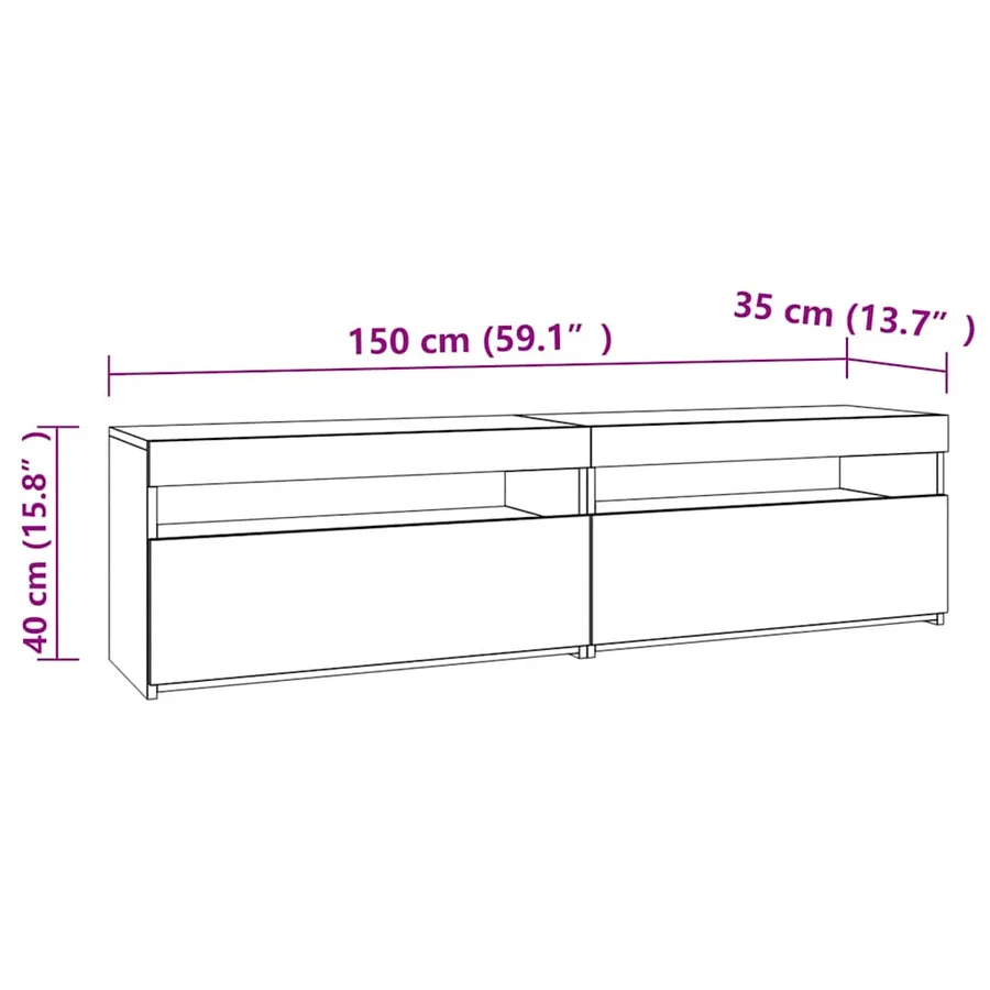 Meubles TV 2 pcs avec lumières LED Blanc 75x35x40 cm - 17