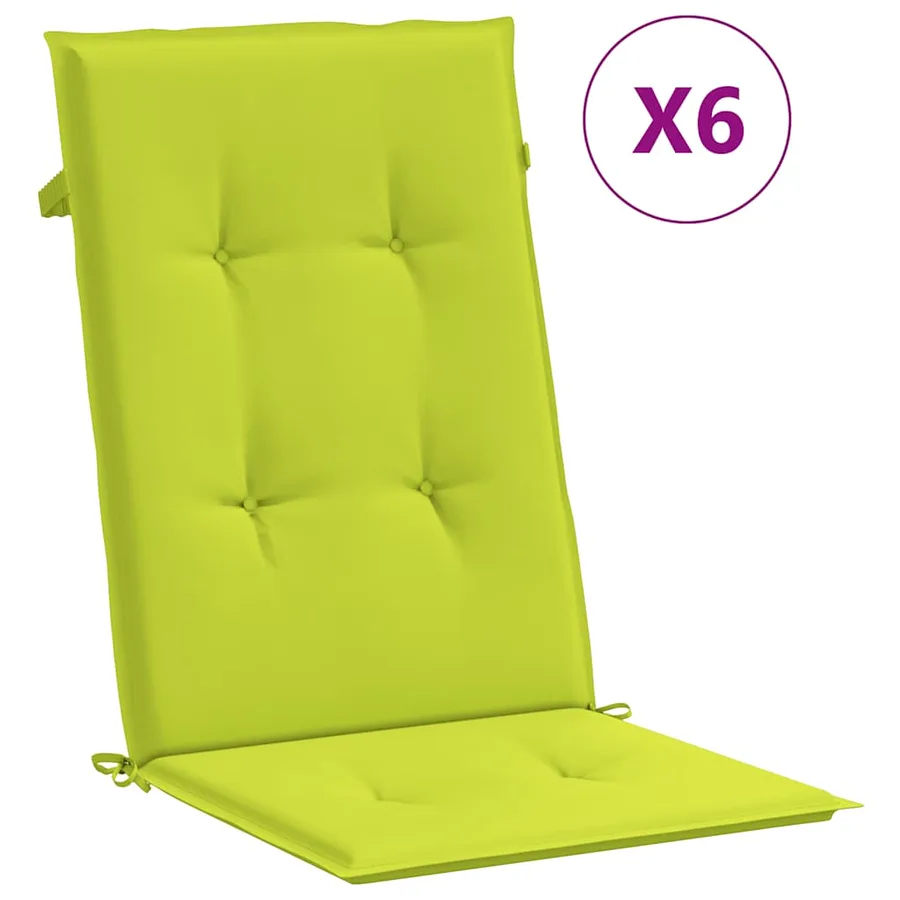 Coussins de chaise de jardin à dossier haut lot de 6 vert vif - 2