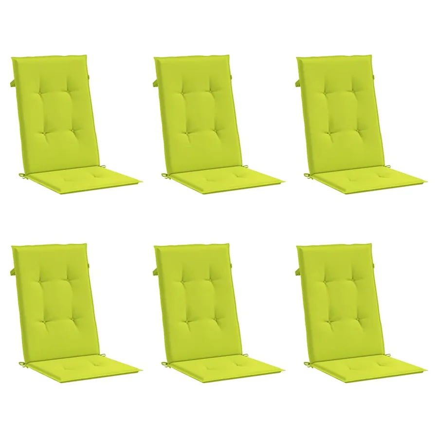 Coussins de chaise de jardin à dossier haut lot de 6 vert vif - 3