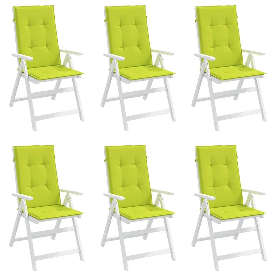 Coussins de chaise de jardin à dossier haut lot de 6 vert vif - 4