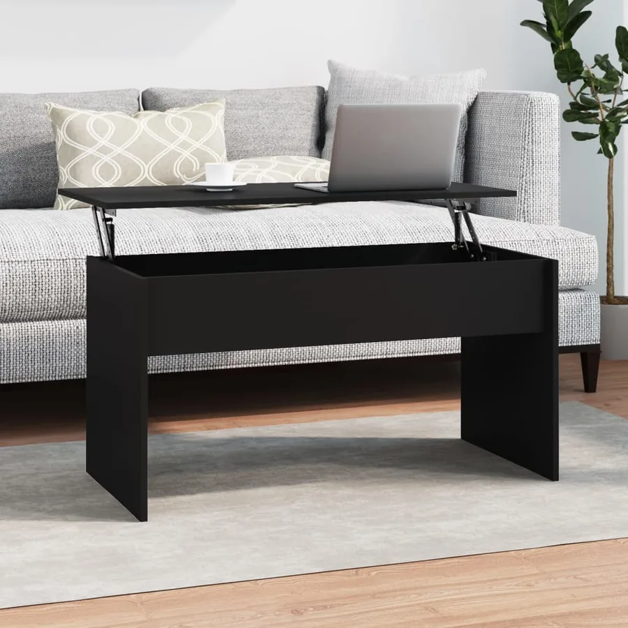 Table basse noir 102x50,5x52,5 cm bois d'ingénierie