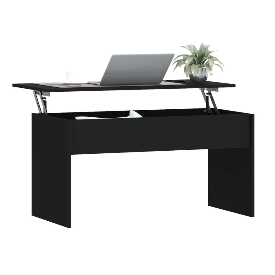 Table basse noir 102x50,5x52,5 cm bois d'ingénierie - 7