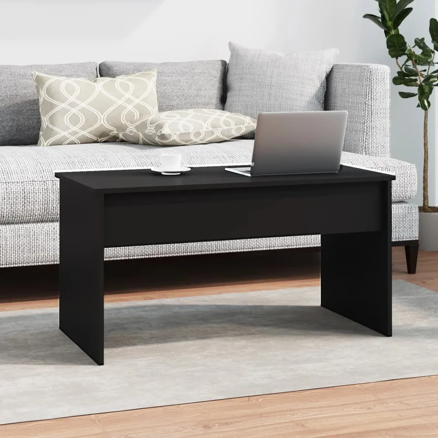 Table basse noir 102x50,5x52,5 cm bois d'ingénierie - 8