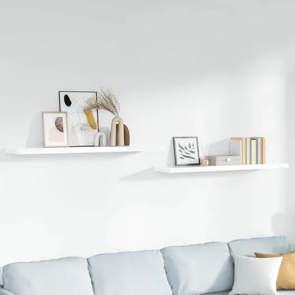 Étagère murale flottante 2pcs Blanc brillant 120x23,5x3,8cm MDF