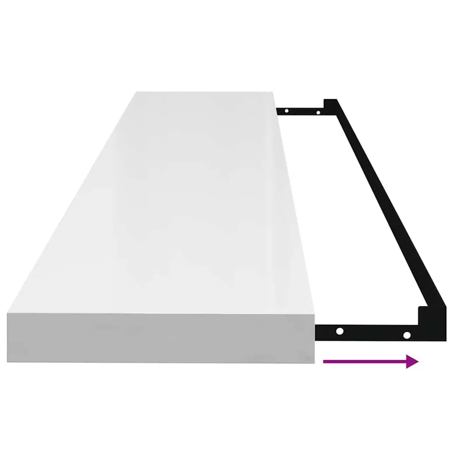 Étagère murale flottante 2pcs Blanc brillant 120x23,5x3,8cm MDF - 11