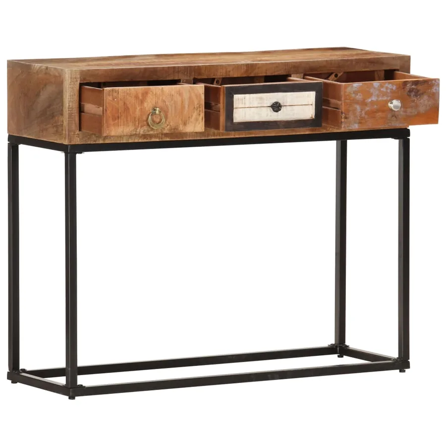Table console Doré 90x30x75 cm Bois de récupération massif - 2