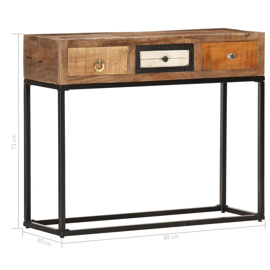 Table console Doré 90x30x75 cm Bois de récupération massif - 6