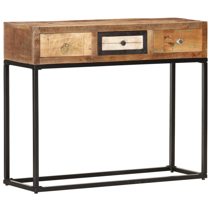 Table console Doré 90x30x75 cm Bois de récupération massif - 7