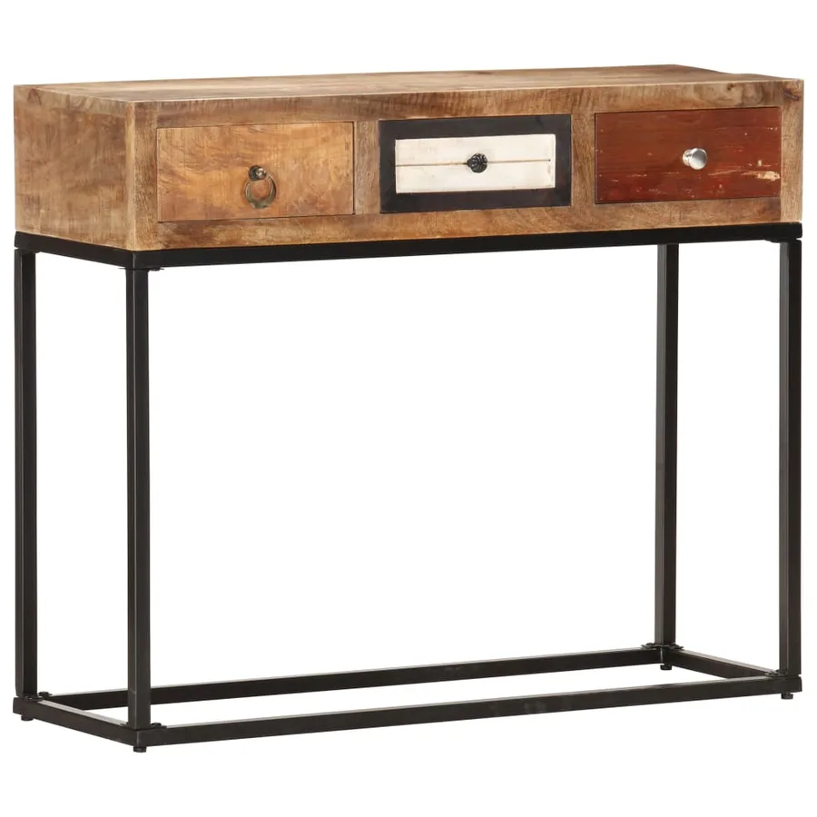 Table console Doré 90x30x75 cm Bois de récupération massif - 9