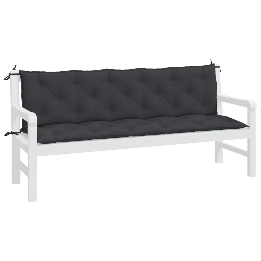 Coussins de banc jardin lot de 2 noir 180x50x7 cm tissu Oxford - 4