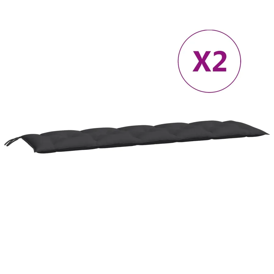 Coussins de banc jardin lot de 2 noir 180x50x7 cm tissu Oxford - 5