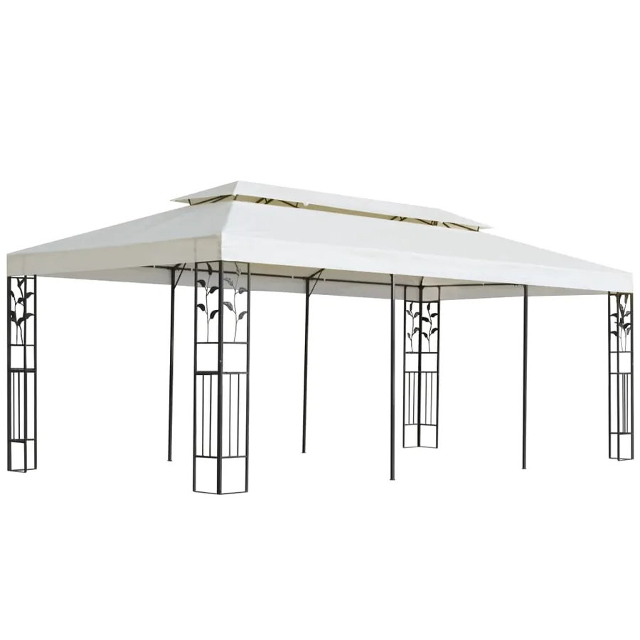 Belvédère à double toit blanc 6x3 m acier