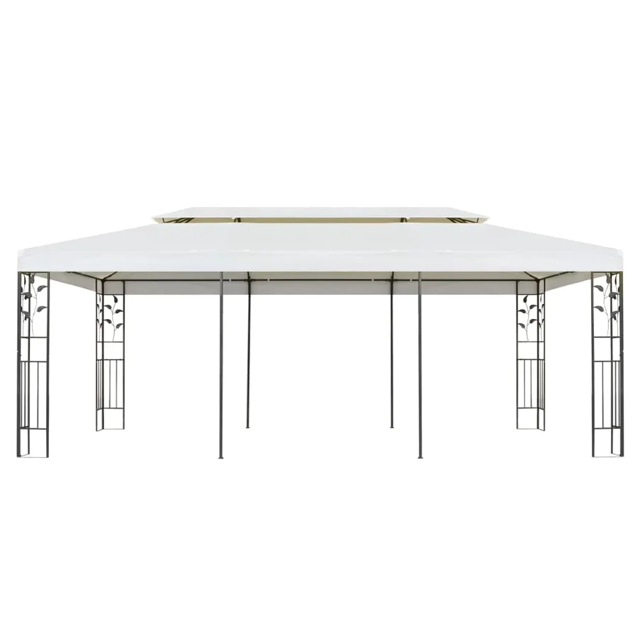 Belvédère à double toit blanc 6x3 m acier - 2