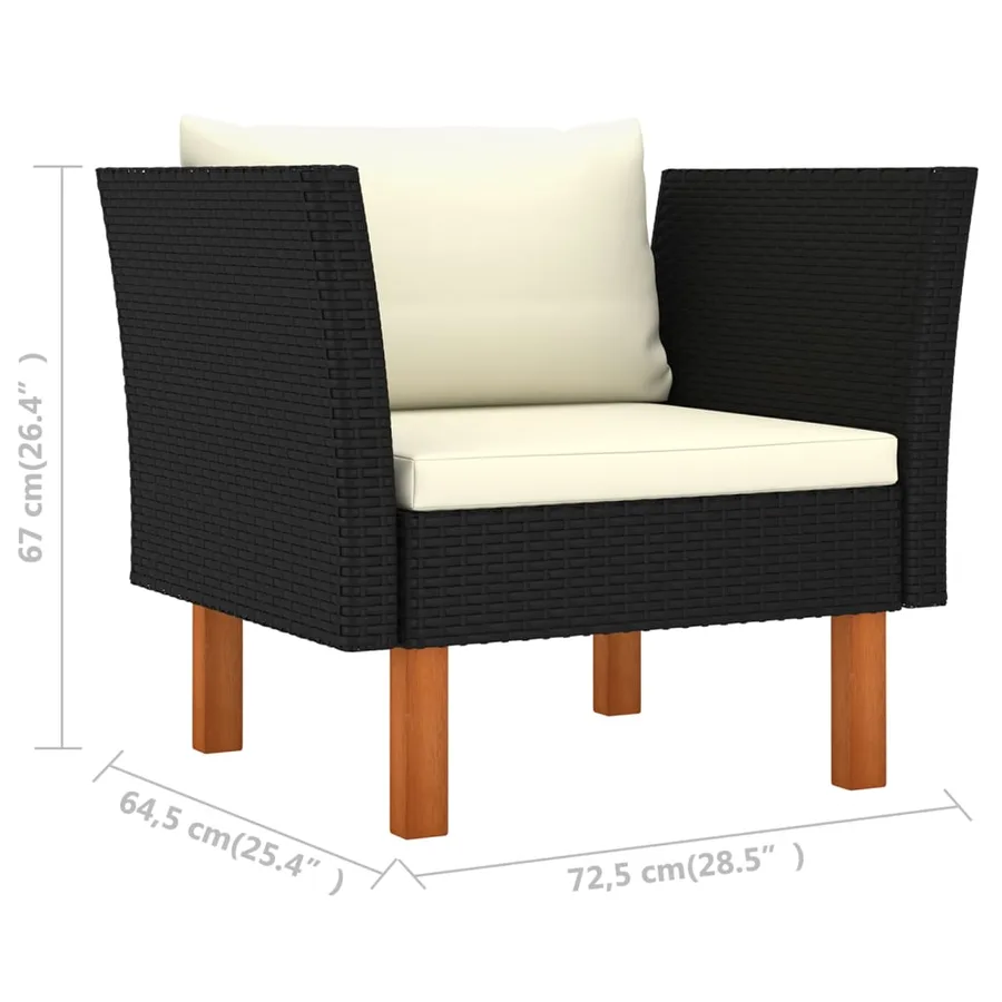 Salon de jardin 7 pcs Résine tressée et bois d'eucalyptus Noir - 10