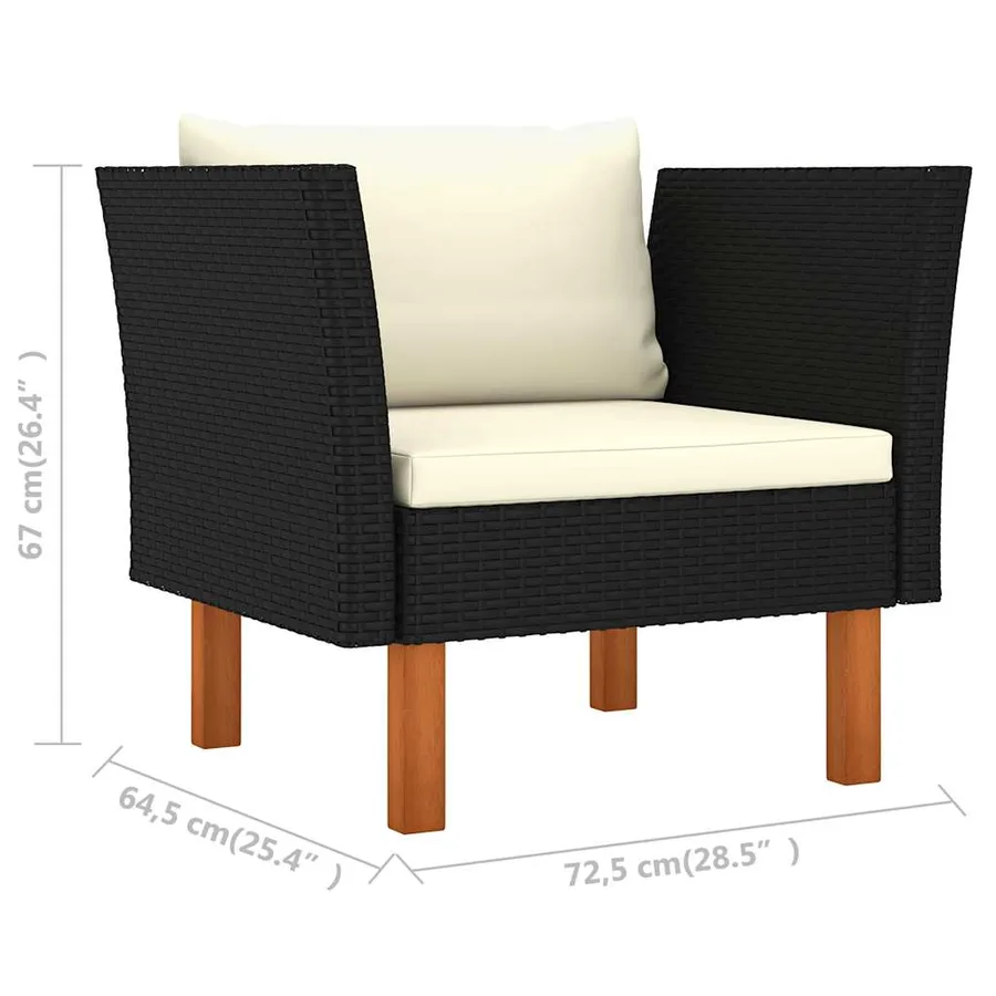 Salon de jardin 7 pcs Résine tressée et bois d'eucalyptus Noir - 10