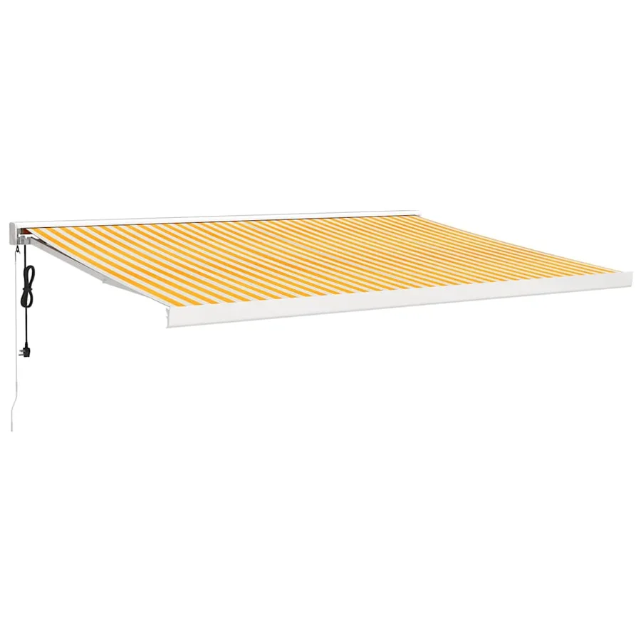 Auvent rétractable jaune et blanc 4,5x3 m tissu et aluminium - 2