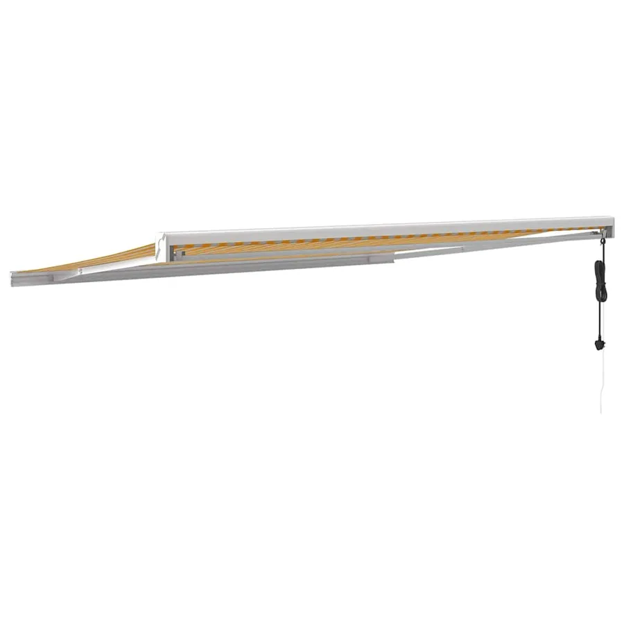 Auvent rétractable jaune et blanc 4,5x3 m tissu et aluminium - 4
